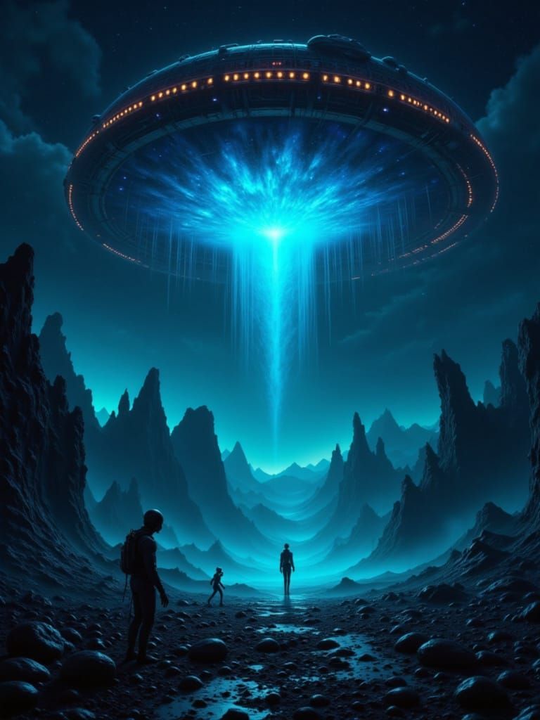 Sci-Fi Dropship Landing at Night