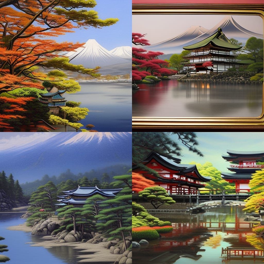 Japanese Landscape Oil Painting by Gurney Style