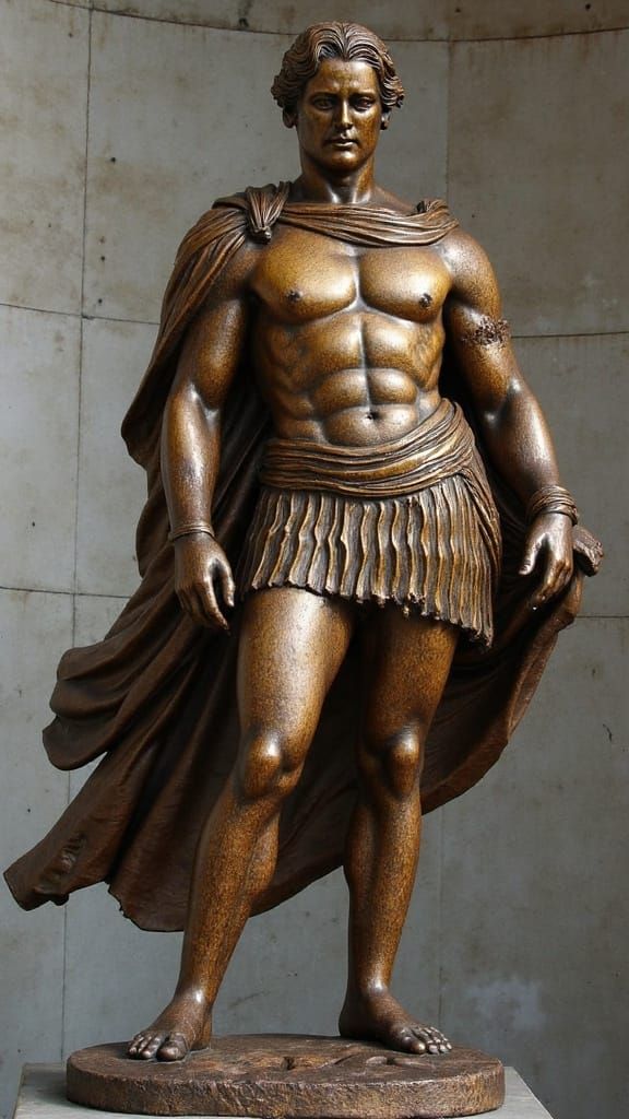 Classical Roman Warrior Statue in Bronze