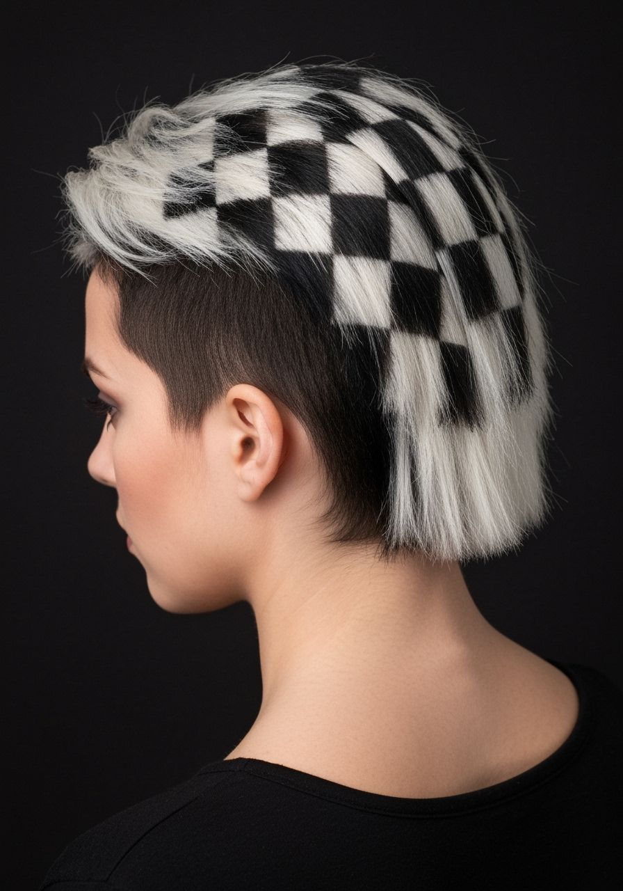 Chessboard Hair: A Striking Black and White Style
