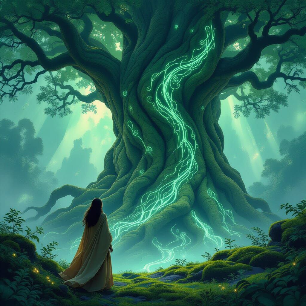 Bioluminescent Tree in Enchanted Wilderness