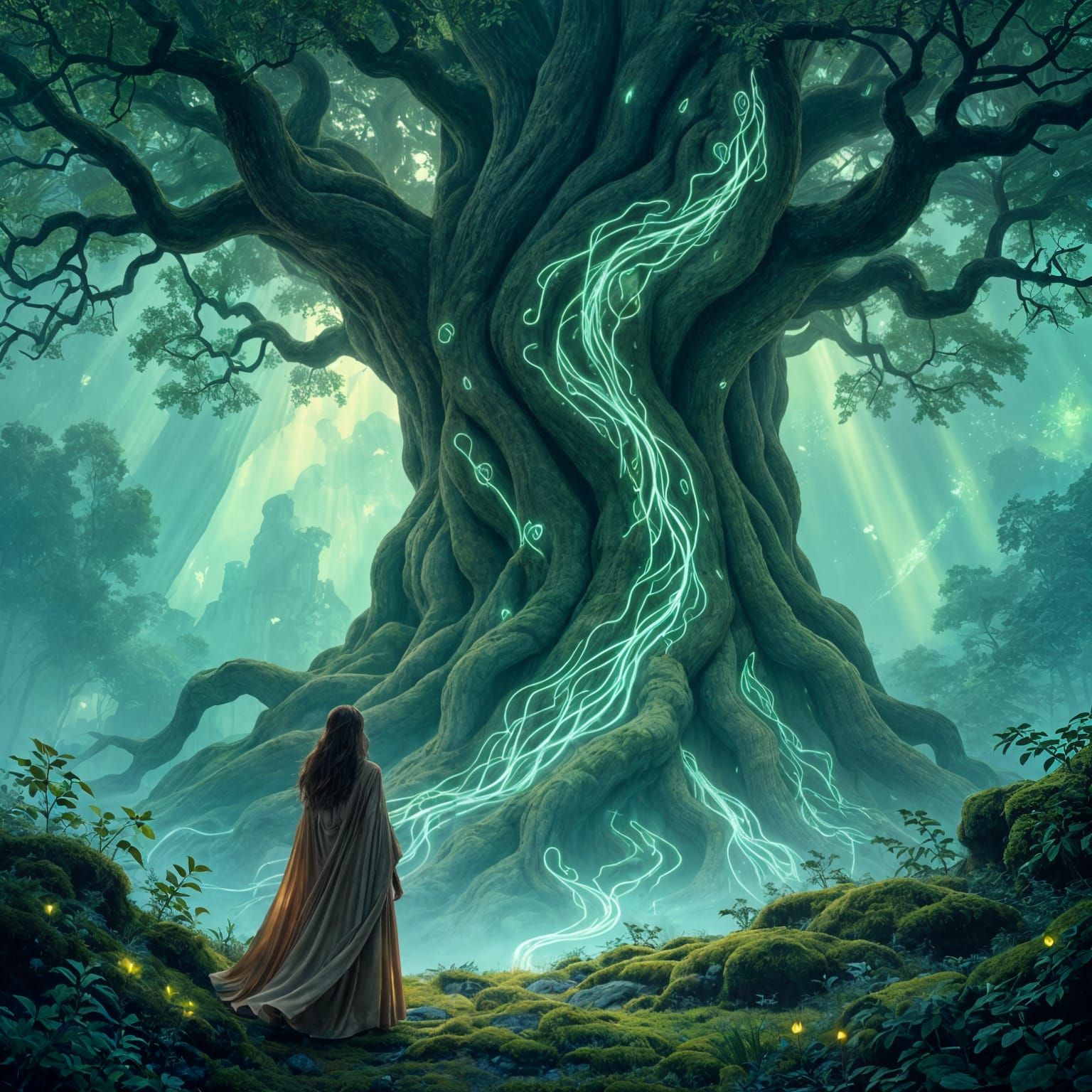 Bioluminescent Tree in Enchanted Wilderness