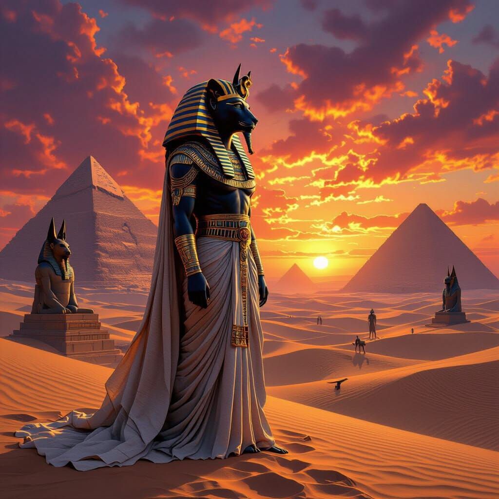 Regal Sphinx in Egyptian Desert Sunset