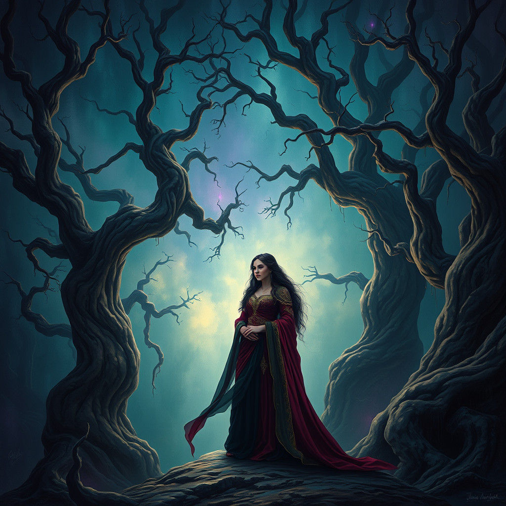 Mystical Forest Queen in Hyperdetailed Matte Painting
