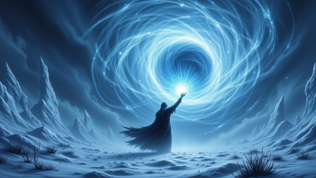 Spectral Mage Conjures Frozen Starlight Over Battlefield