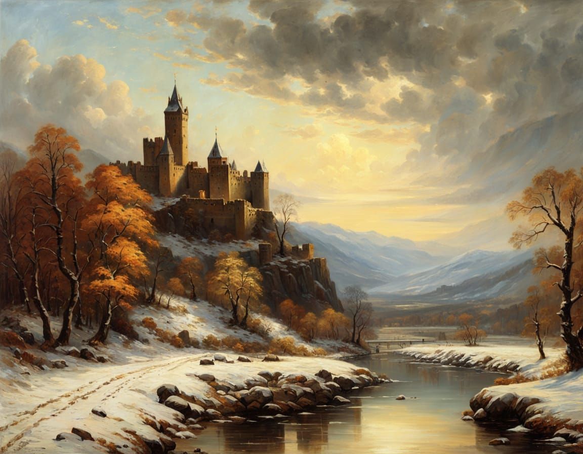 Medieval Castle in Winter Majesty