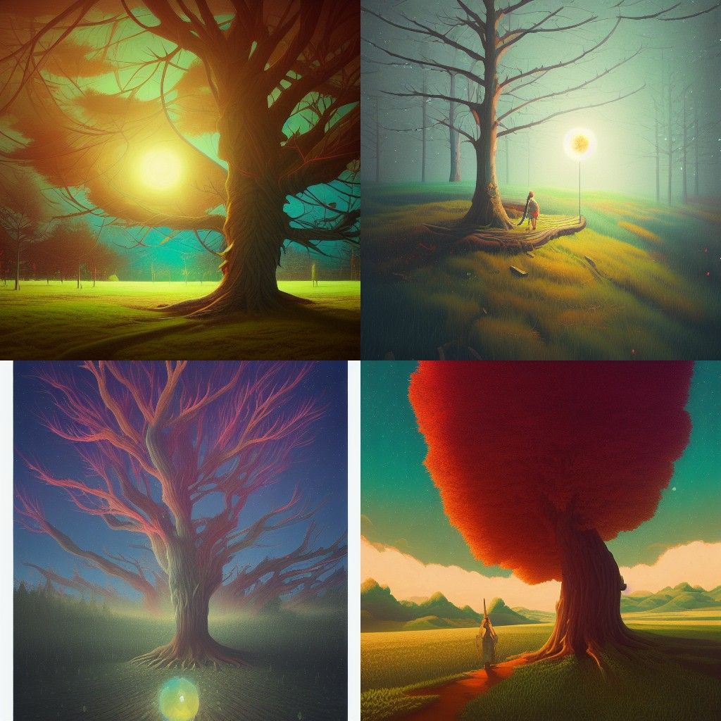 Abstract Tree of Knowledge: Expressionist Digital Art