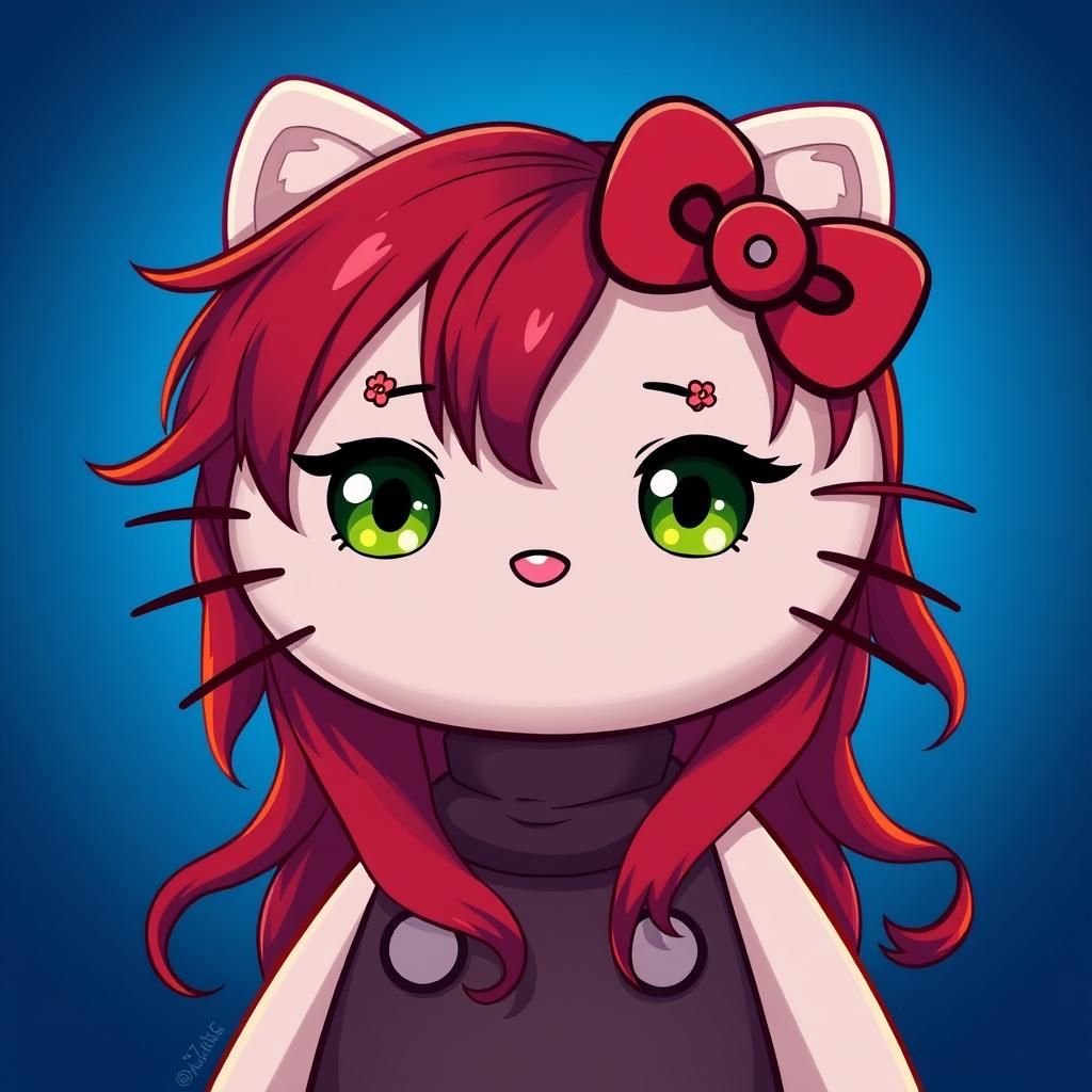 Hello Kitty with Floral Tattoo in Manga Style