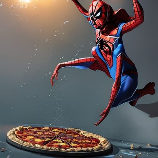 Spiderman's Pizza Time: Hyperrealistic Concept Art