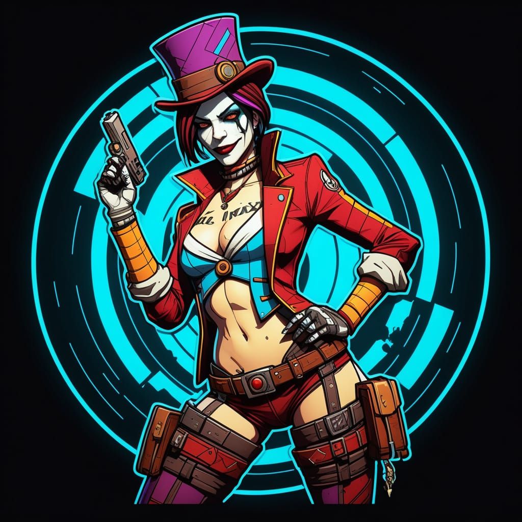 Mad Moxxi Illustration in Cel-Shading Inkpunk Style