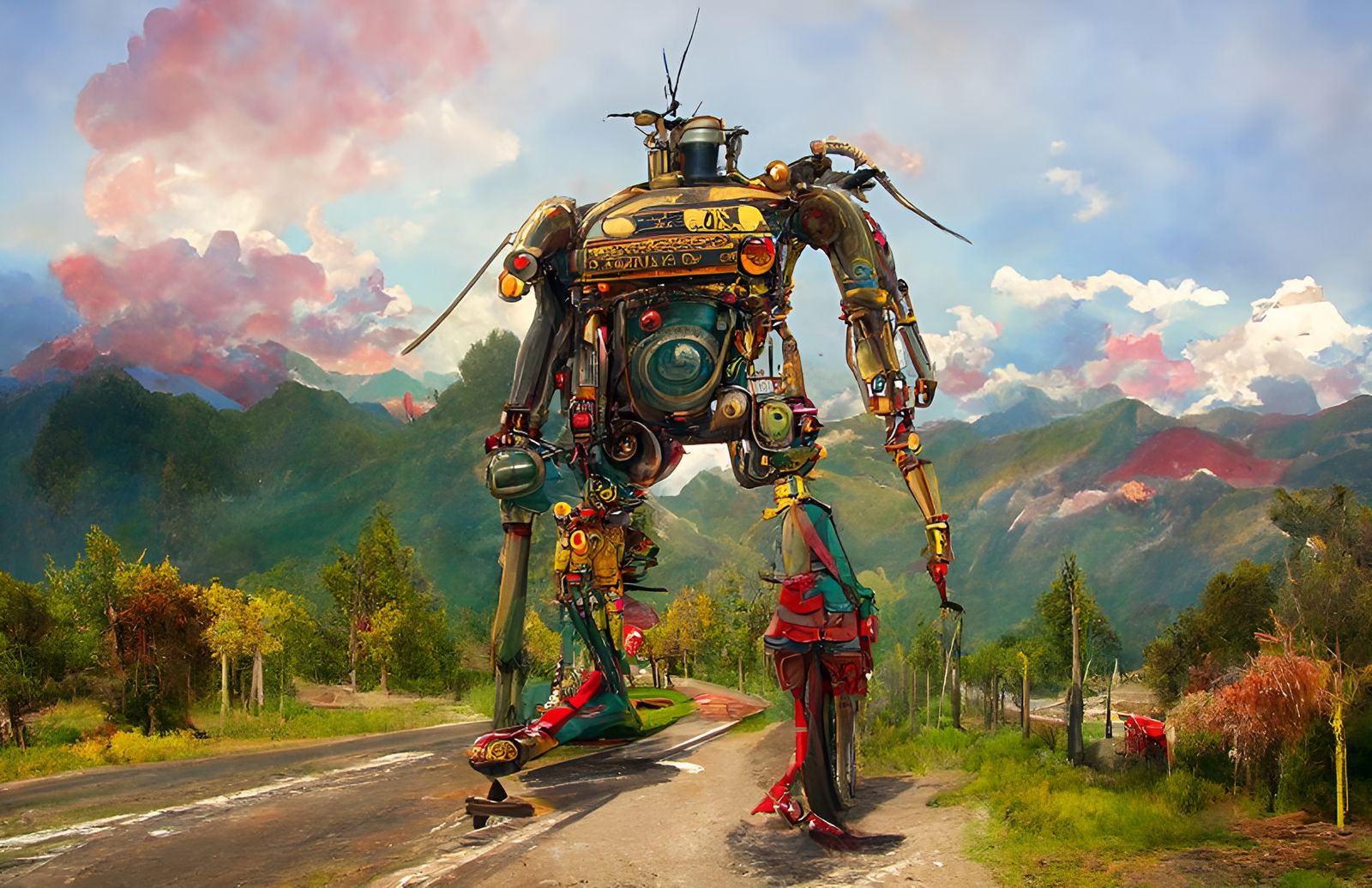 Strange Robot Hitchhiking: A Digital Art Concept