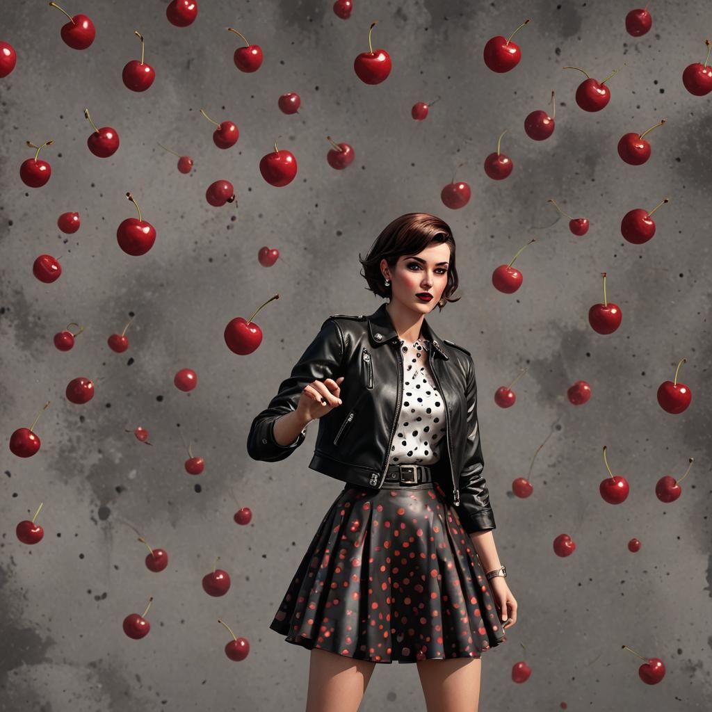 Rockabilly Girl in Detailed Matte Painting Style