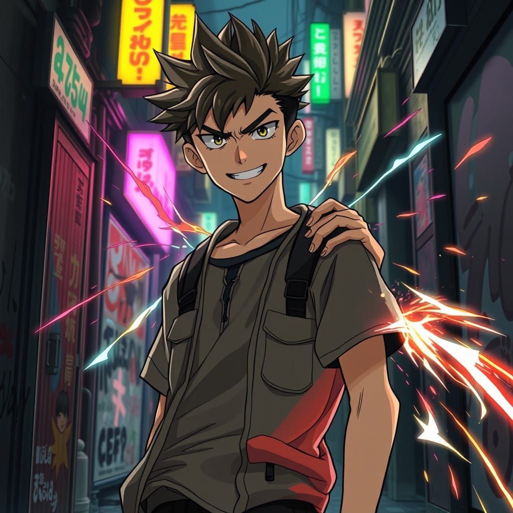 Confident Teenage Rebel Unleashes Copy Power in Neon-Lit All...