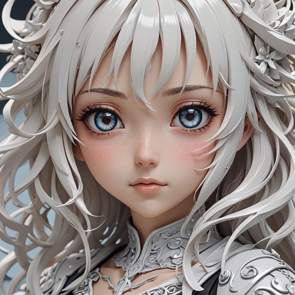 Anime Girl Applying Cream, 3D Pastel Art