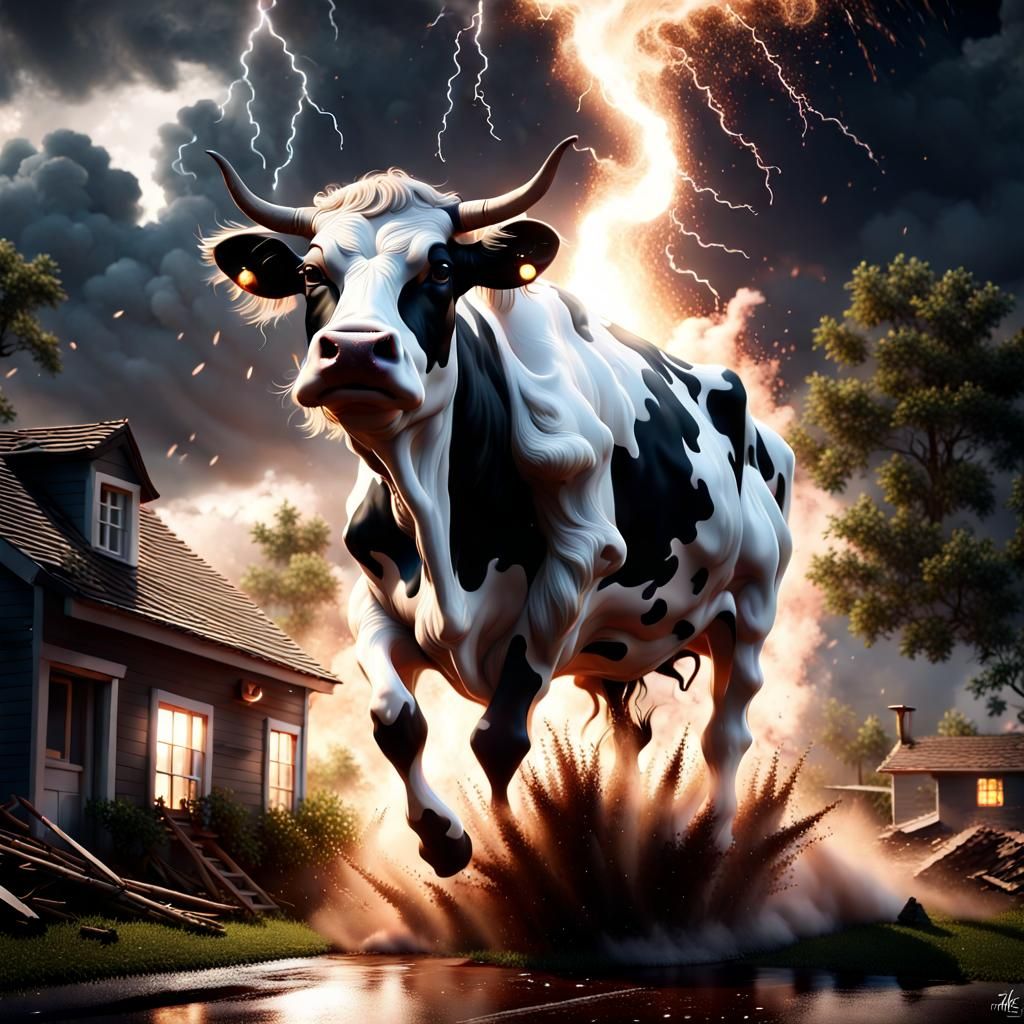 Cow in Tornado: Photorealistic CGI Masterpiece
