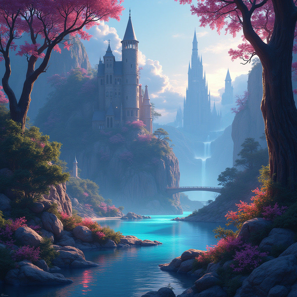 Enchanting Fantasy Scene with Mythical Creatures