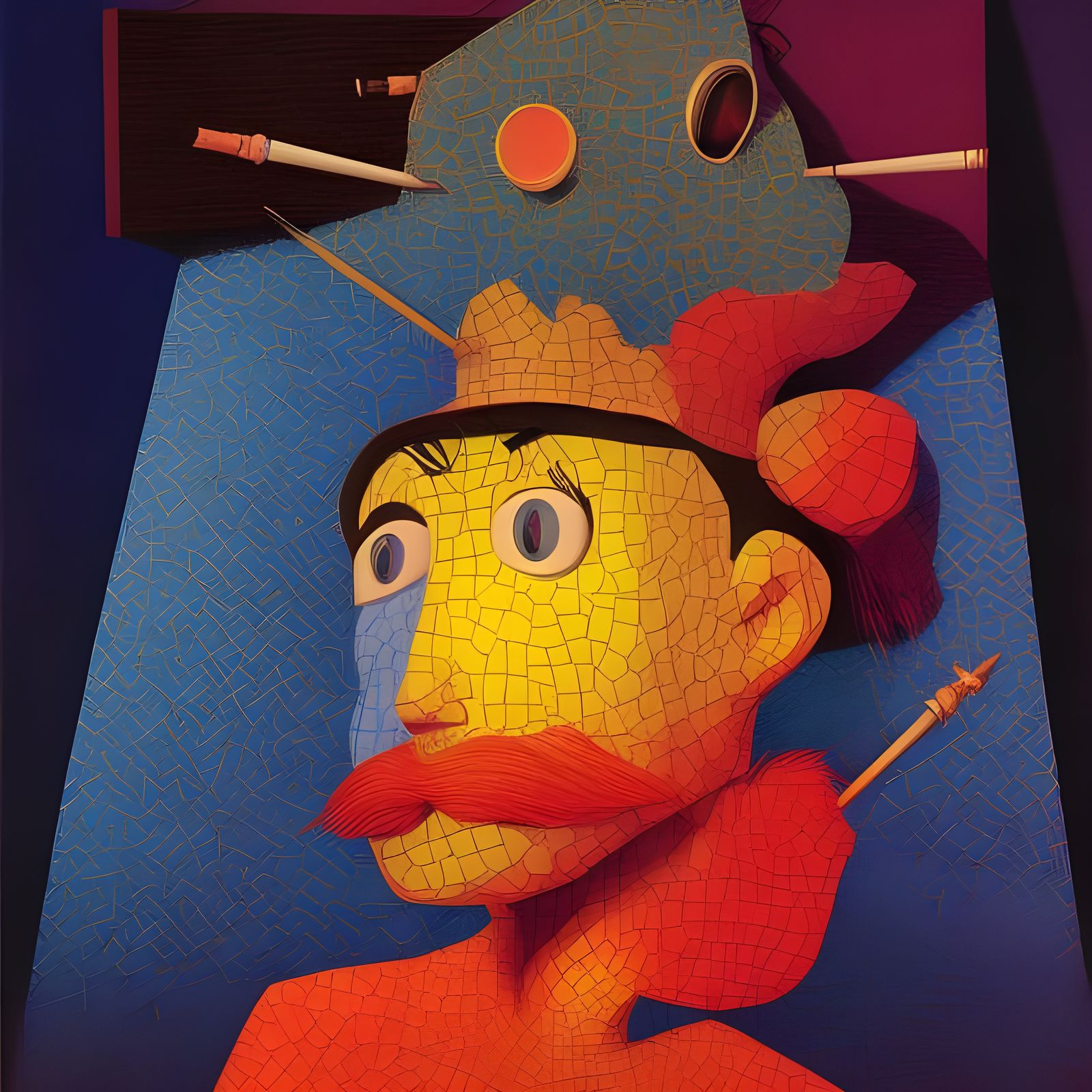 Abstract Folk Singers in Hyperreal Painting Style