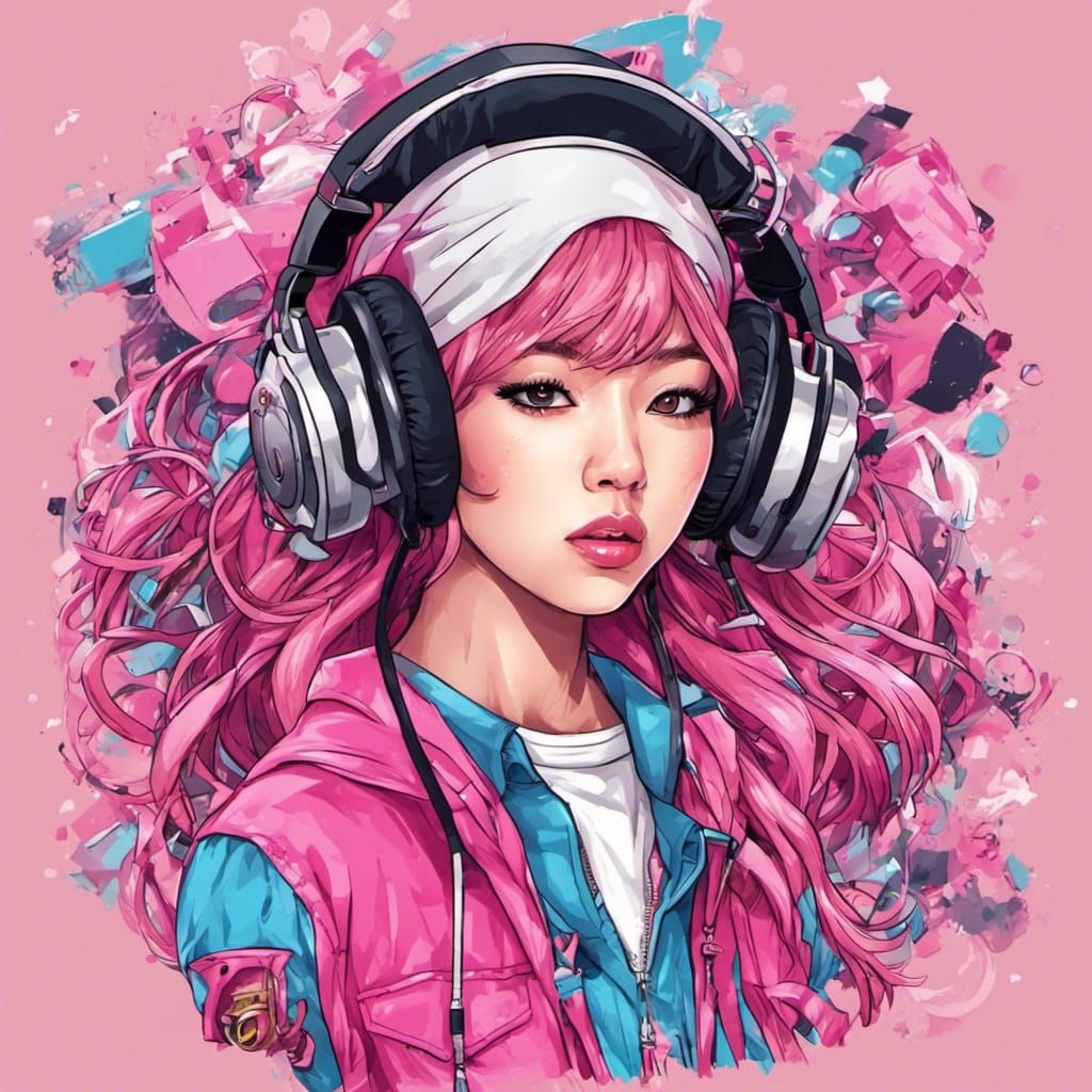 Isometric K-Pop Singer in Graffiti Art Style