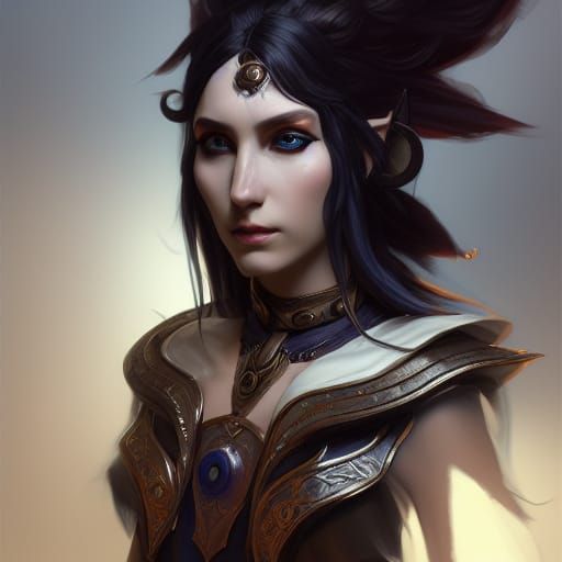 Detailed Portrait of a Dark Elf Bard