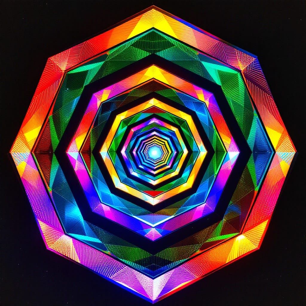 Fractal Hexagon Labyrinth in Vibrant Laser Patterns