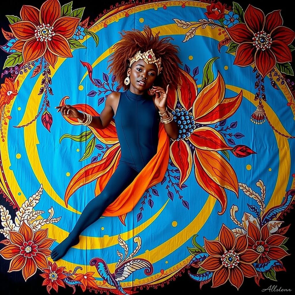 Psychedelic Garden of Cosmic Mystery in Bold Colors