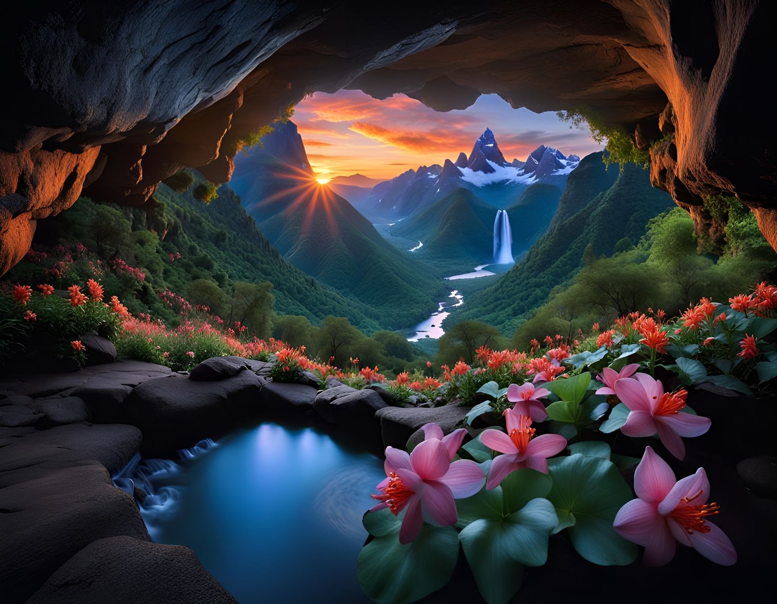 Majestic Mountain View from Jungle Cave