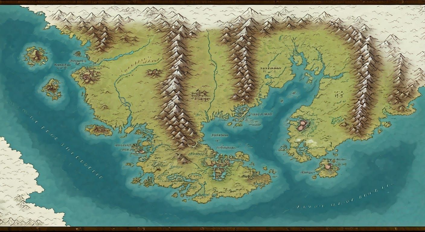 Detailed Fantasy Map of a Fictional World