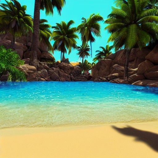Lush Tropical Beach in Unreal Engine Style