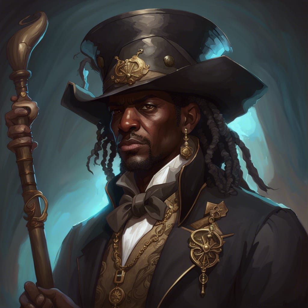 Pirate Voodoo Priest Portrait in Art Nouveau Style