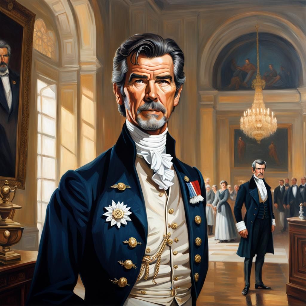 Pierce Brosnan as Colonial Aristocrat: Oil Painting