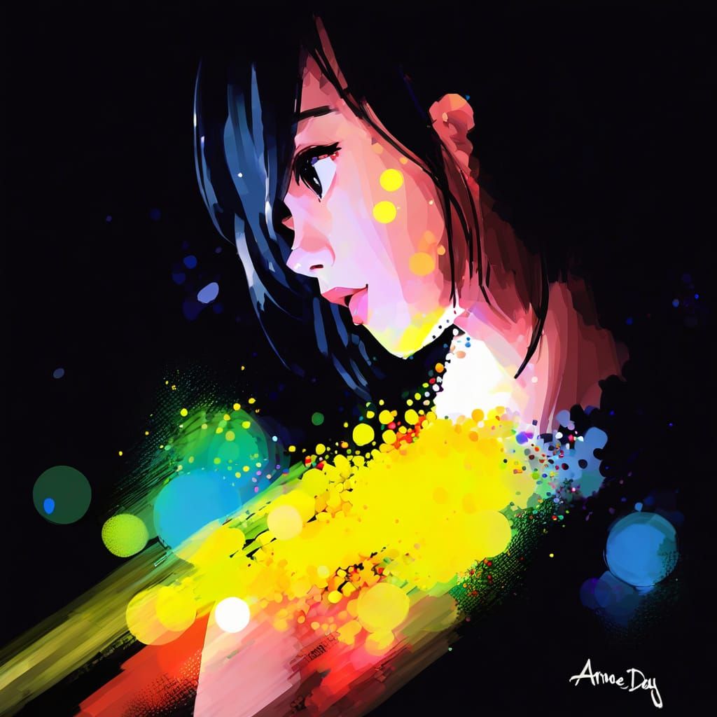 Impressionist Portrait with Anime-Inspired Eyes