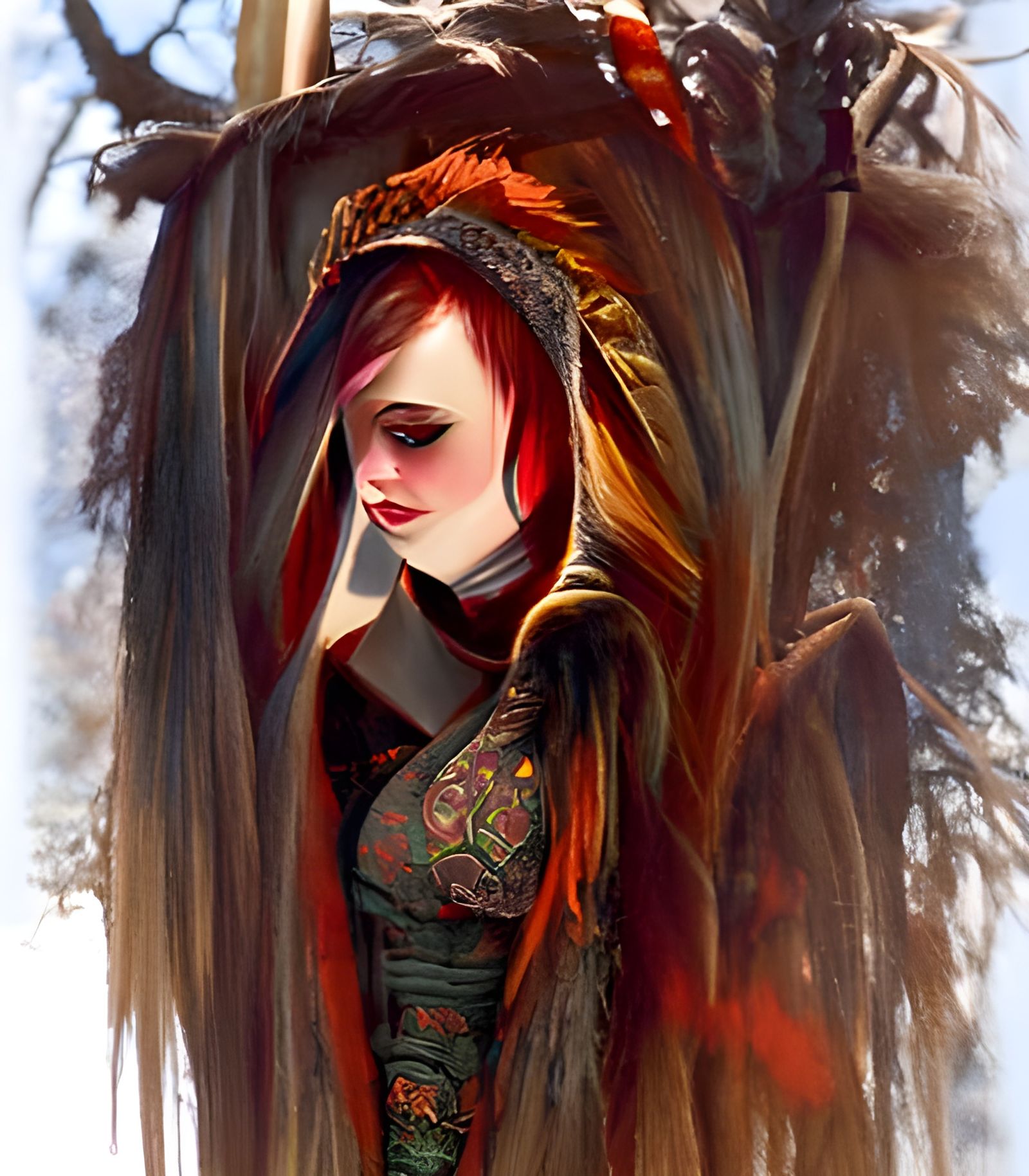 Aesthetic Gothic Girl Portrait in Digital Painting Style