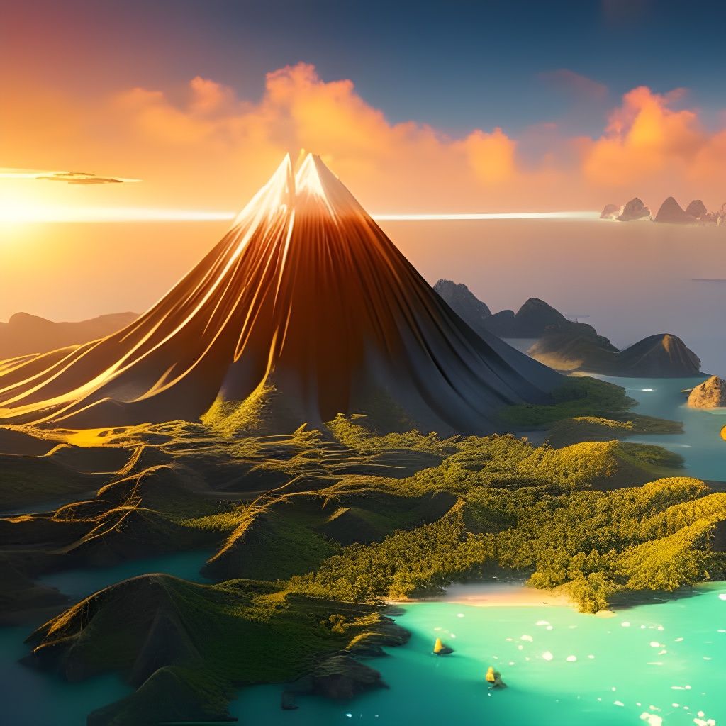 GPU Card Lights Tropical Island in Fantasy Art