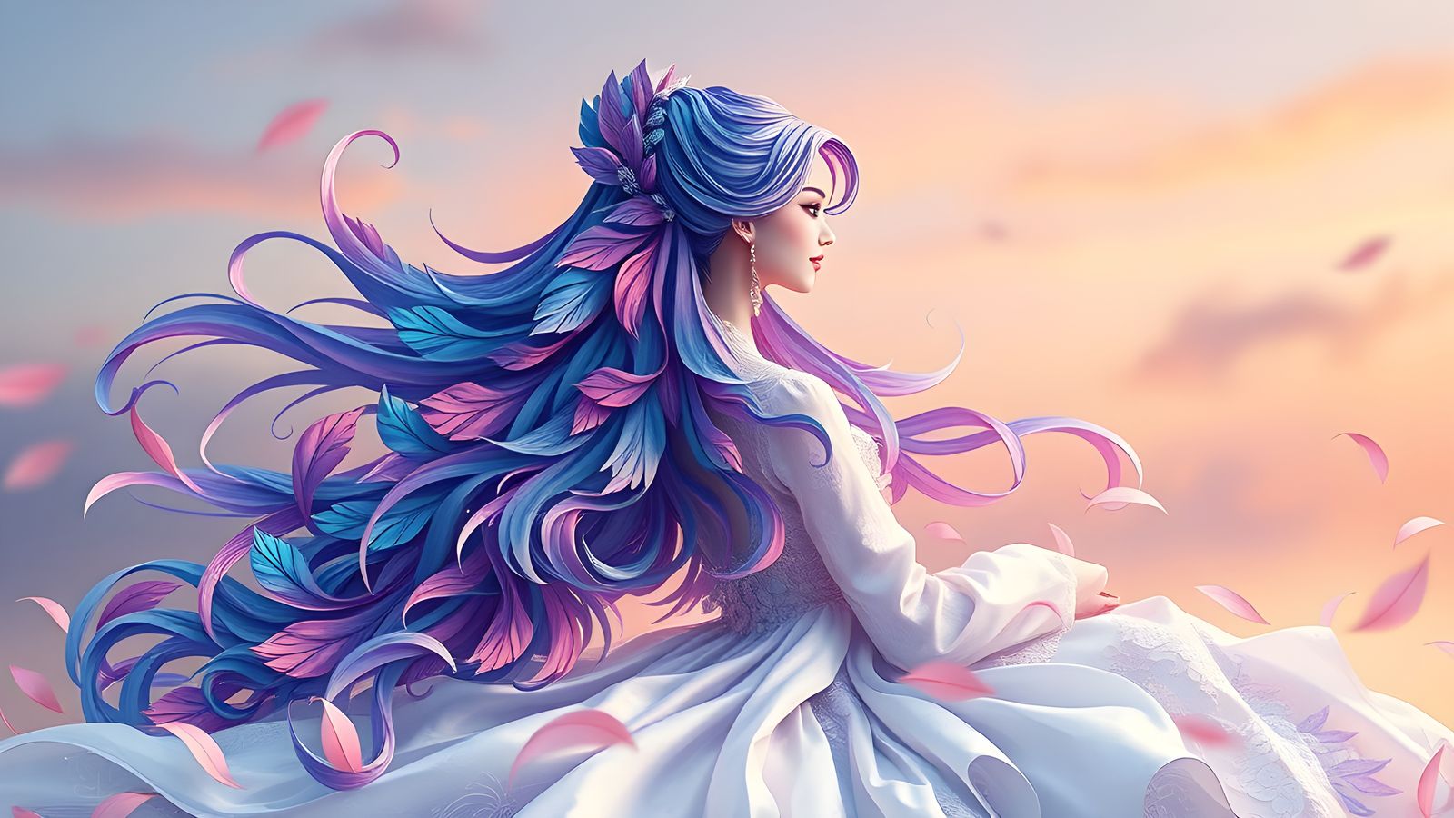 Feathered Girl in Origami Papercraft Style