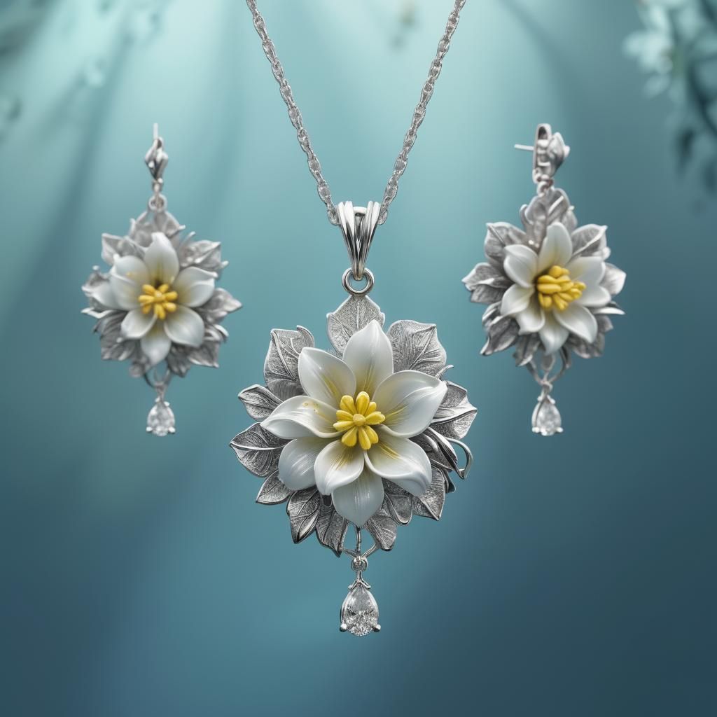 Kowhai and Lily Jewelry: Silver and Mossanite Art