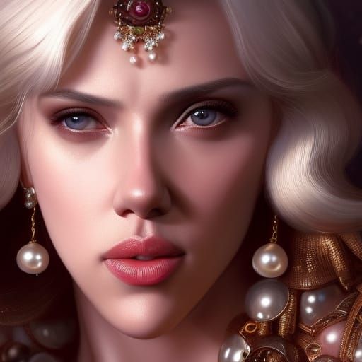 Hyperrealistic Portrait of Girl with Pearl Earrings