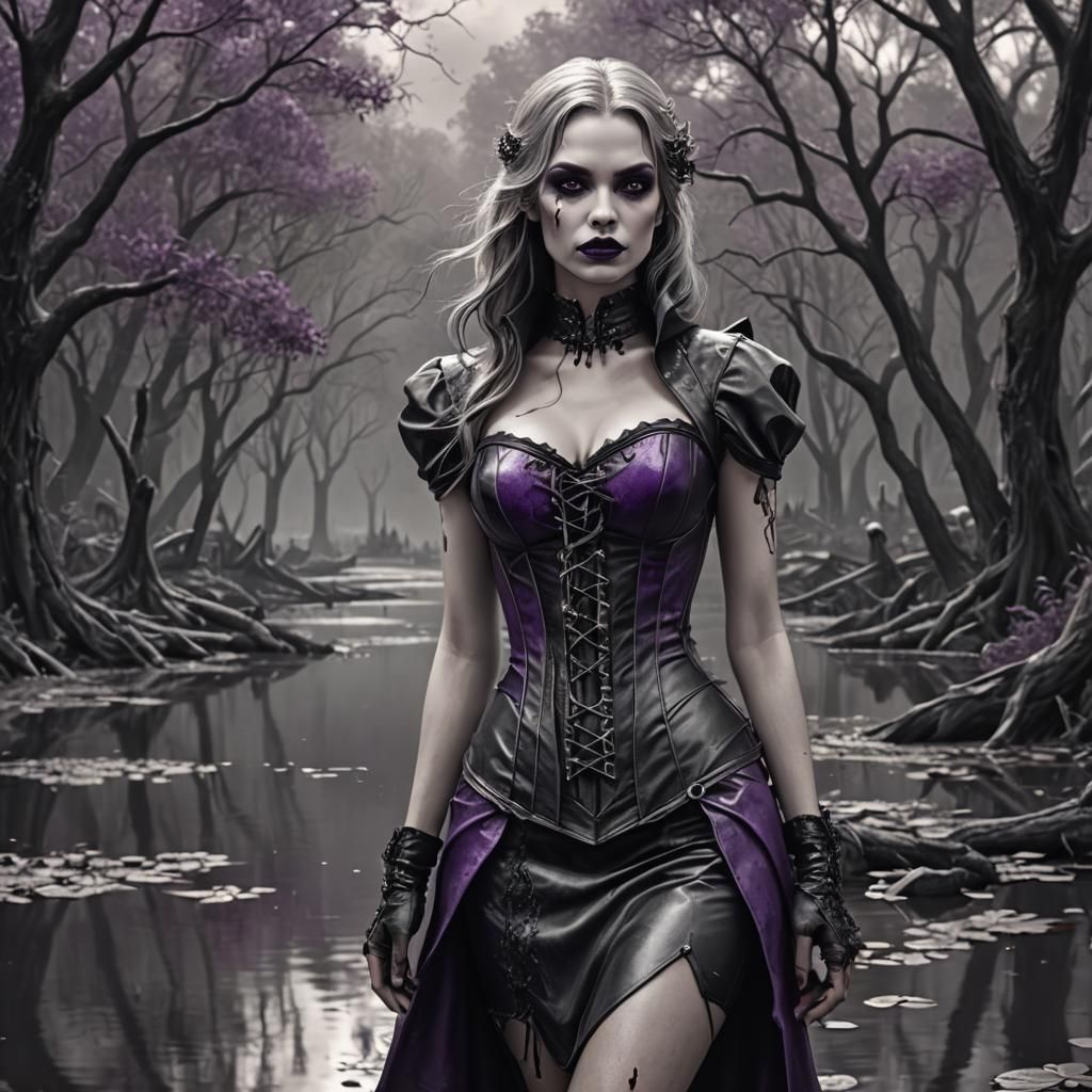 Vampire in Bayou: Grayscale Pencil Sketch