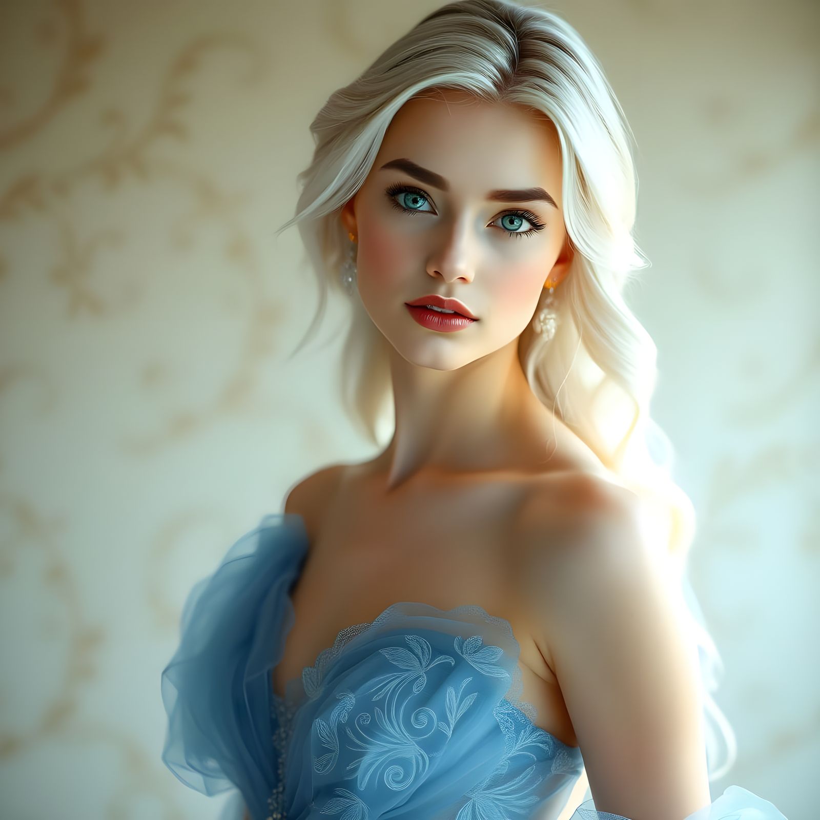 Ethereal Princess in Pearlescent Blue Sheer Dress