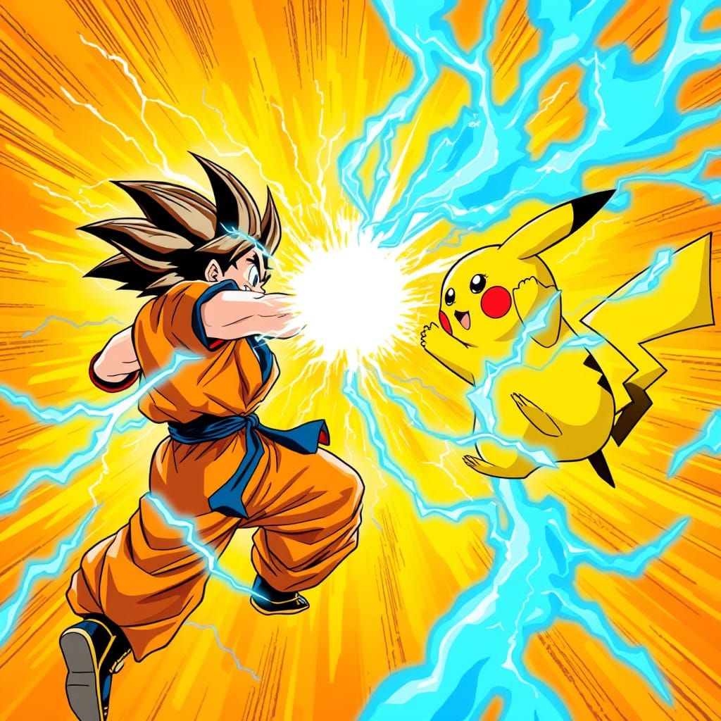 Epic Anime Clash of Goku and Pikachu