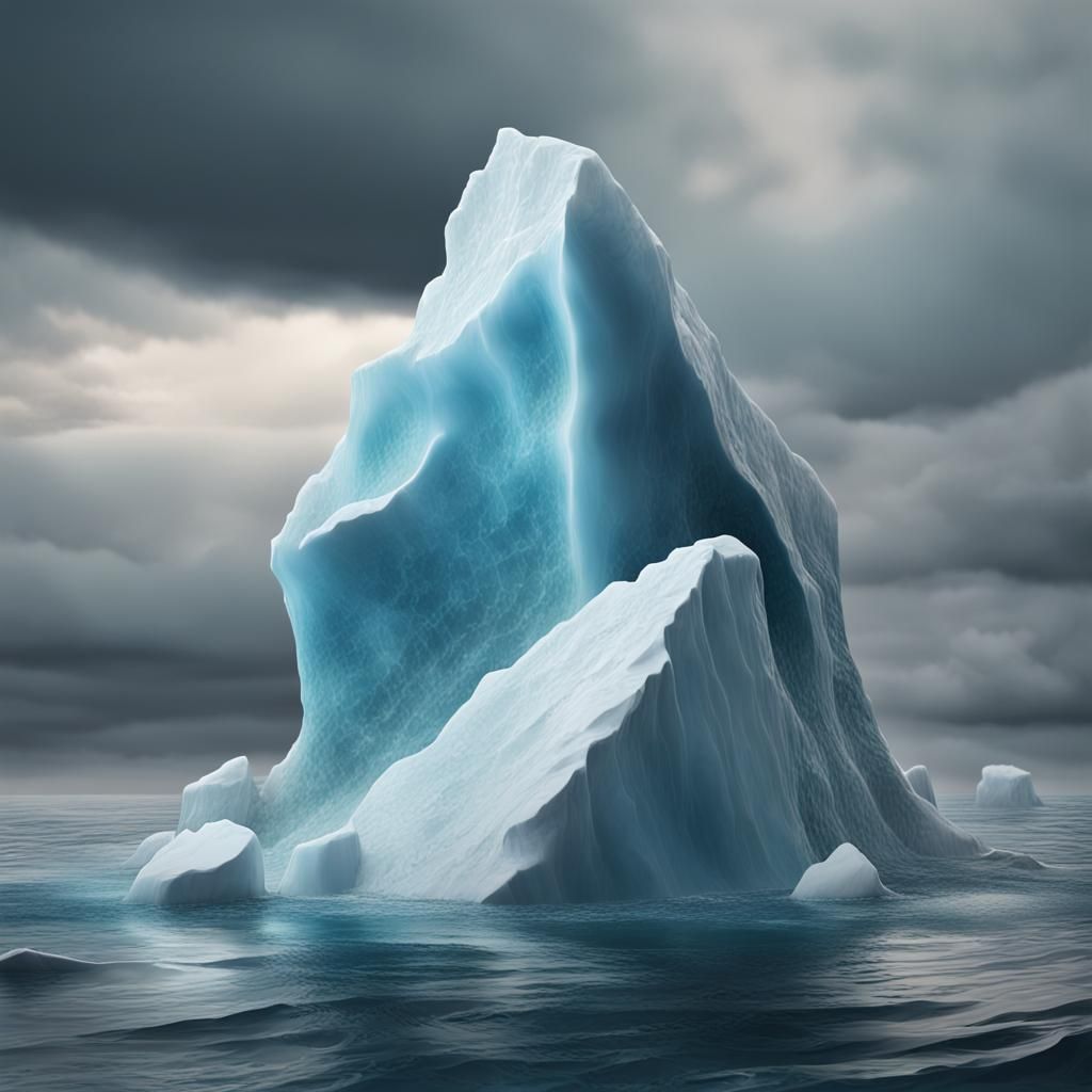 Hyperrealistic Iceberg in Ocean Splash Art