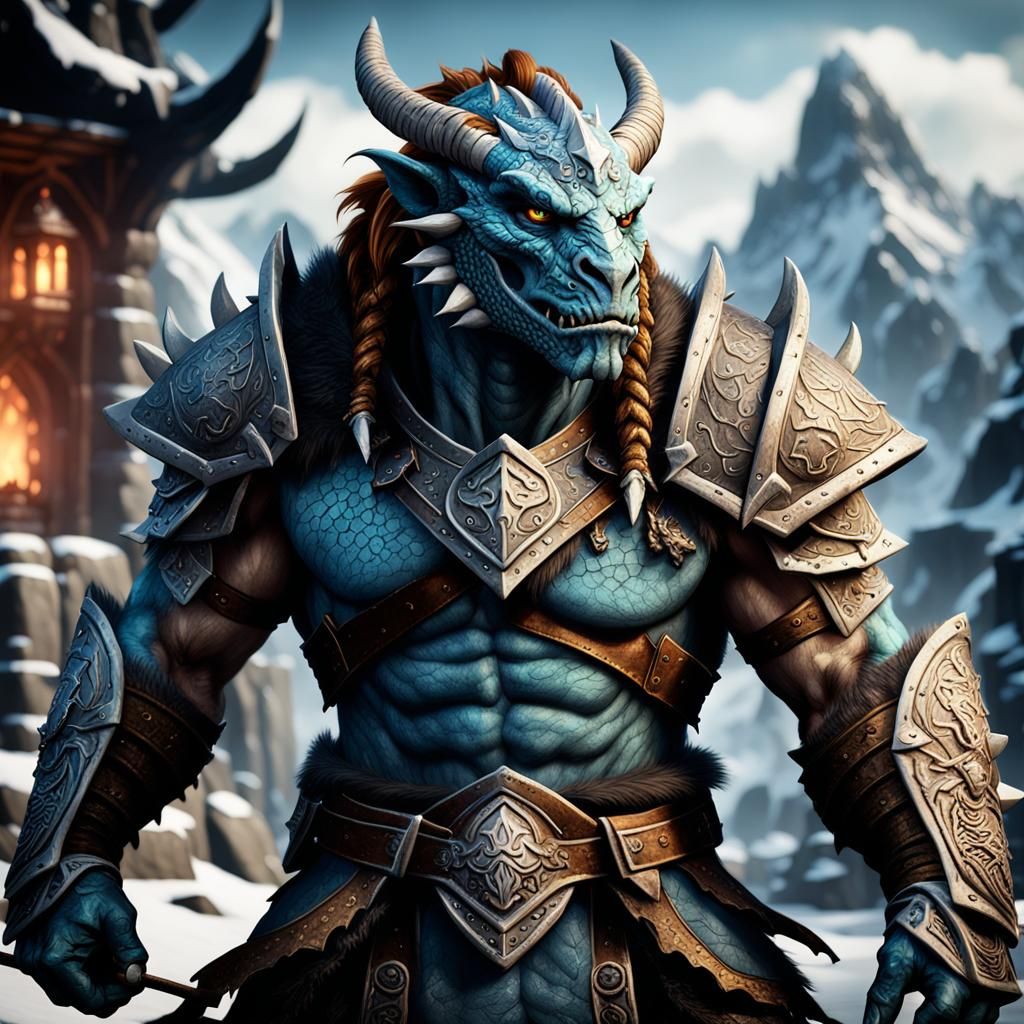 Dragonborn Barbarian in DND Style