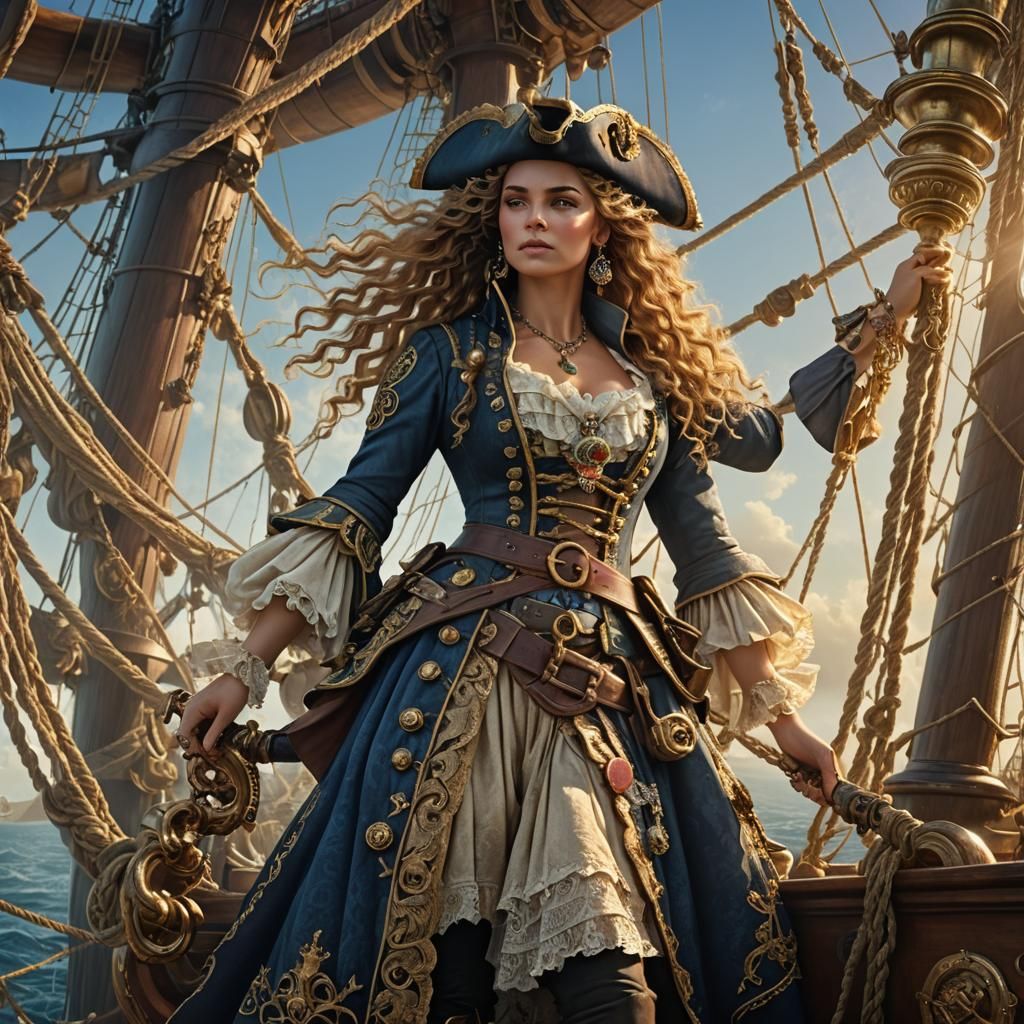 Rococo Pirate Queen on the High Seas