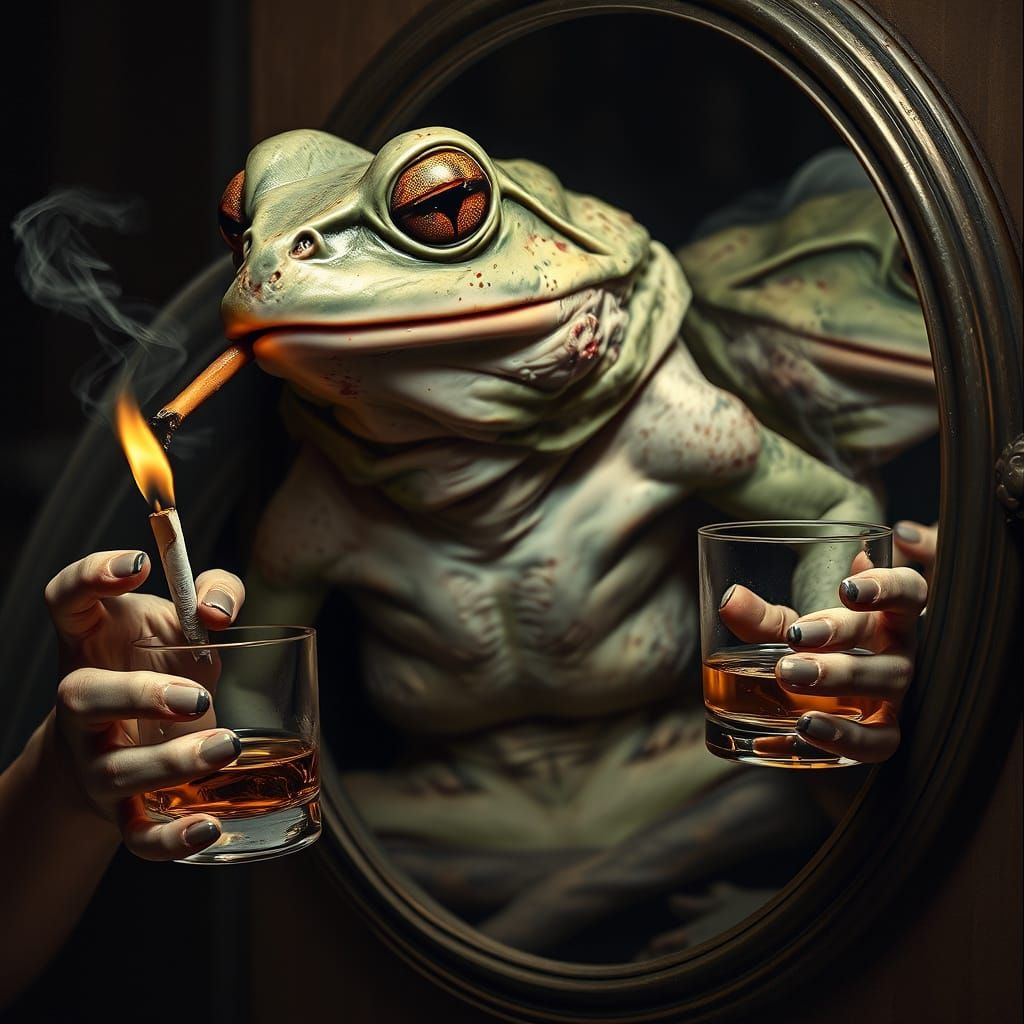 Evil Superhero Frog: Gustave Moreau Style Antihero