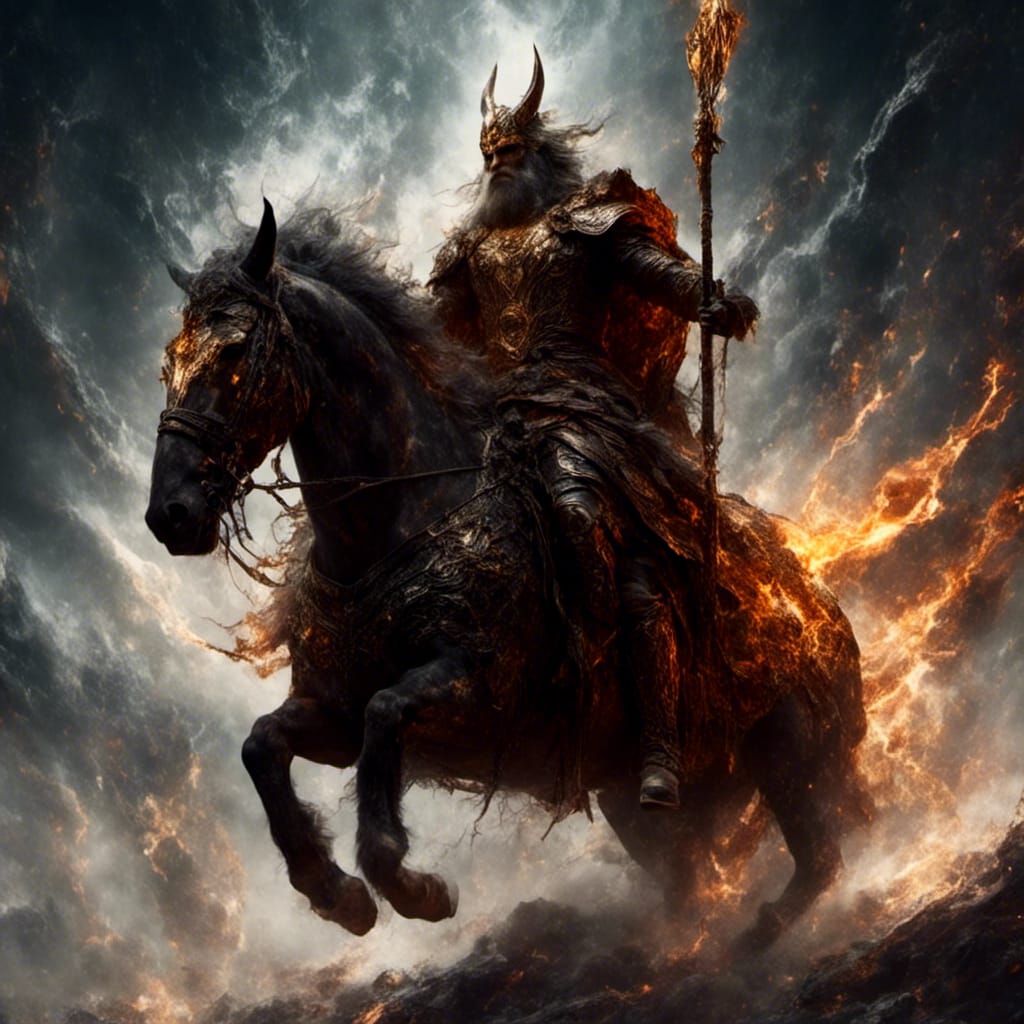 God of Thunder on Horseback: Sots Art Painting