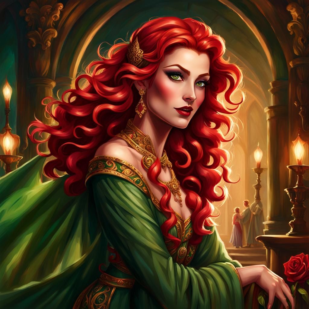 Satyr Actress Portrait in Art Nouveau Style