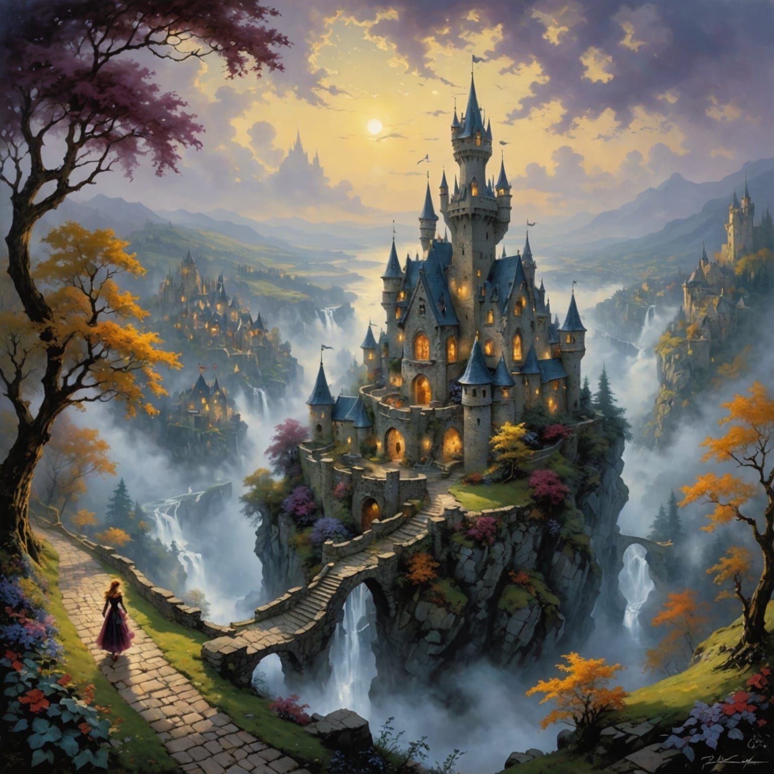 Ethereal Fantasy Castle in Mist