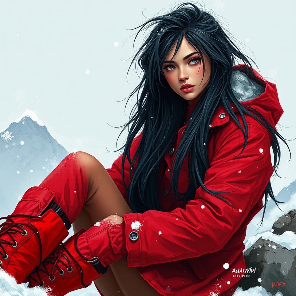 Woman in Red Coat: Fantasy Concept Art