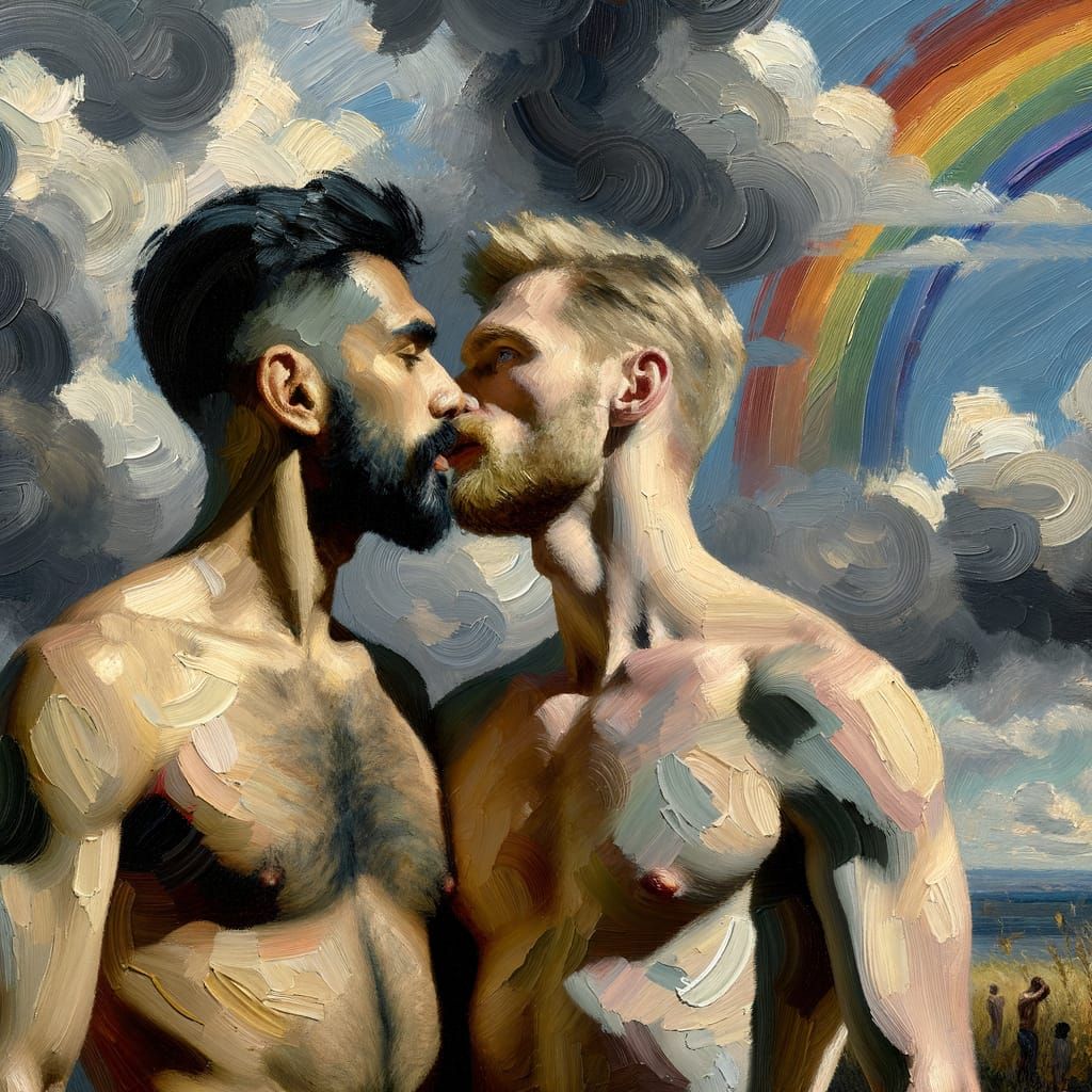 Intense Moment Before a South Asian and Caucasian Man's Impr...