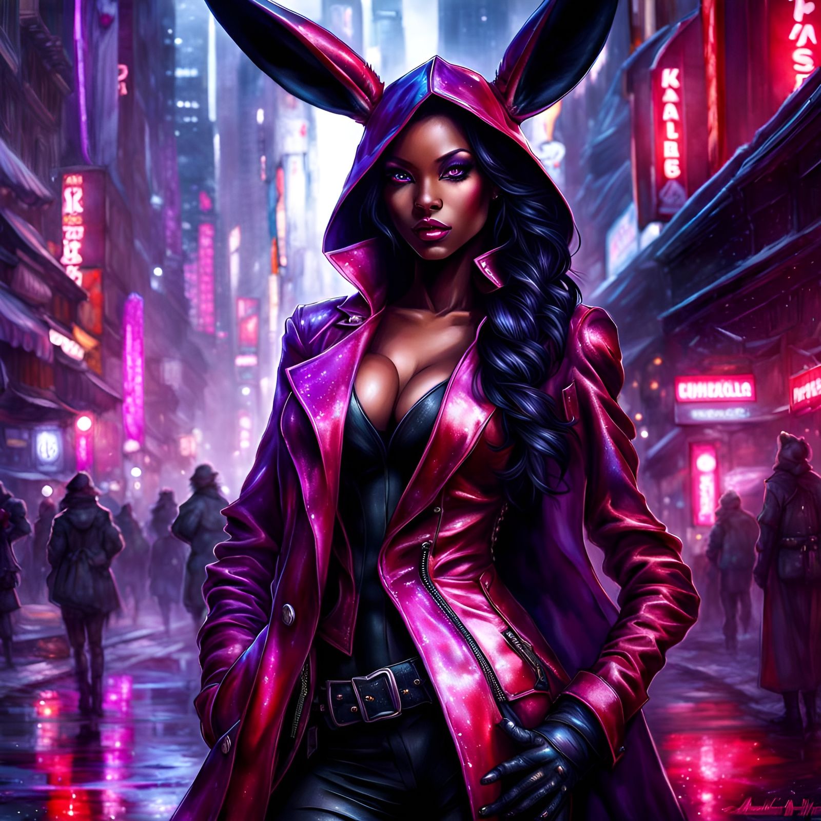 Beautiful Dark Rabbit Portrait in Splash Art Style