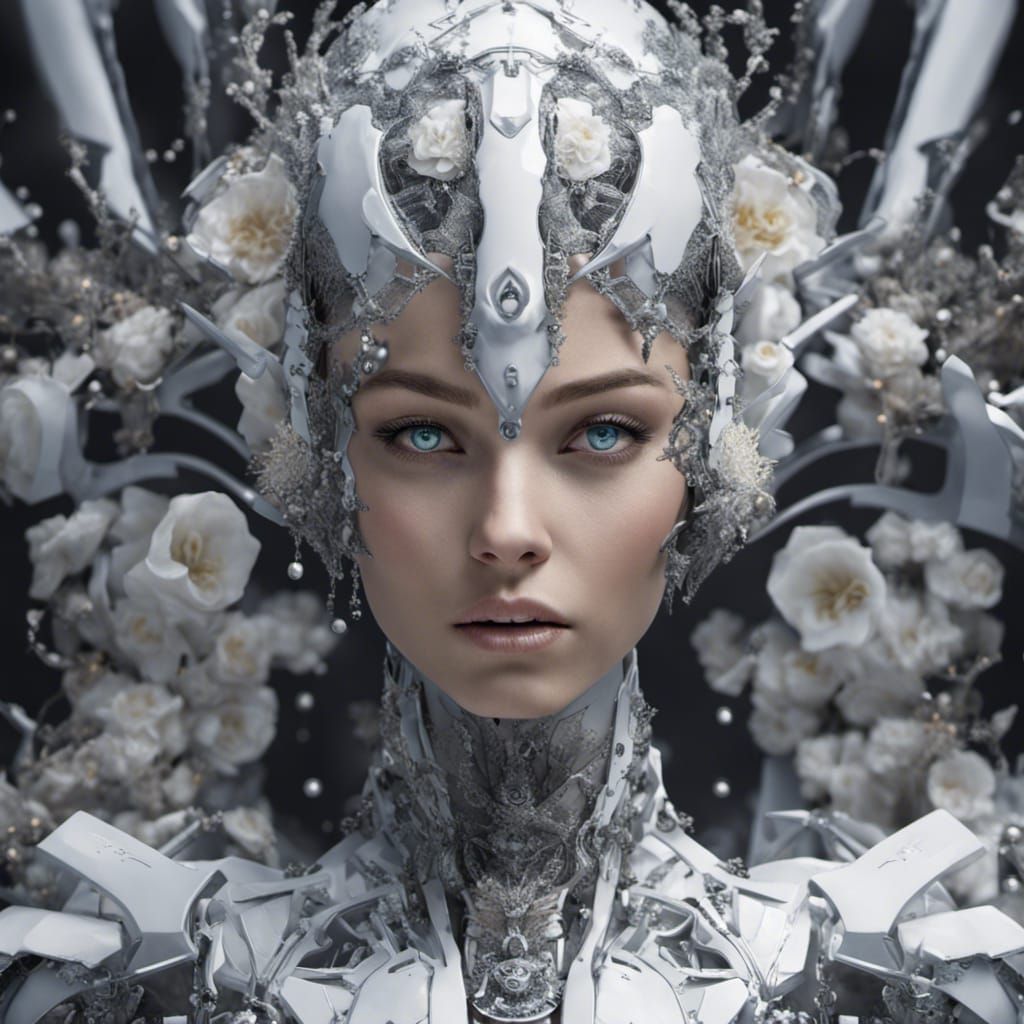 Futuristic Woman with Sapphire Eyes in Cyberpunk Style